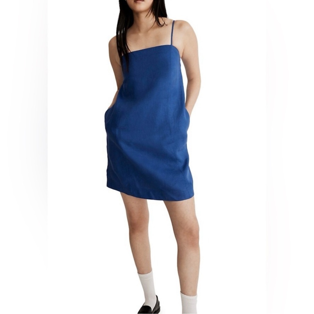NWOT Madewell - Goldie Mini Dress in Bluestone 100% Linen Women’s Size 00 - Picture 4 of 10